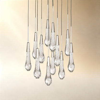 Round Seeded Glass Chandelier