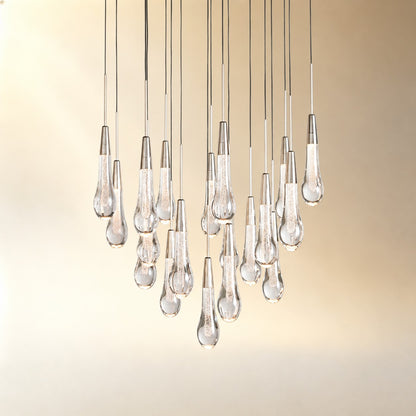Round Seeded Glass Chandelier