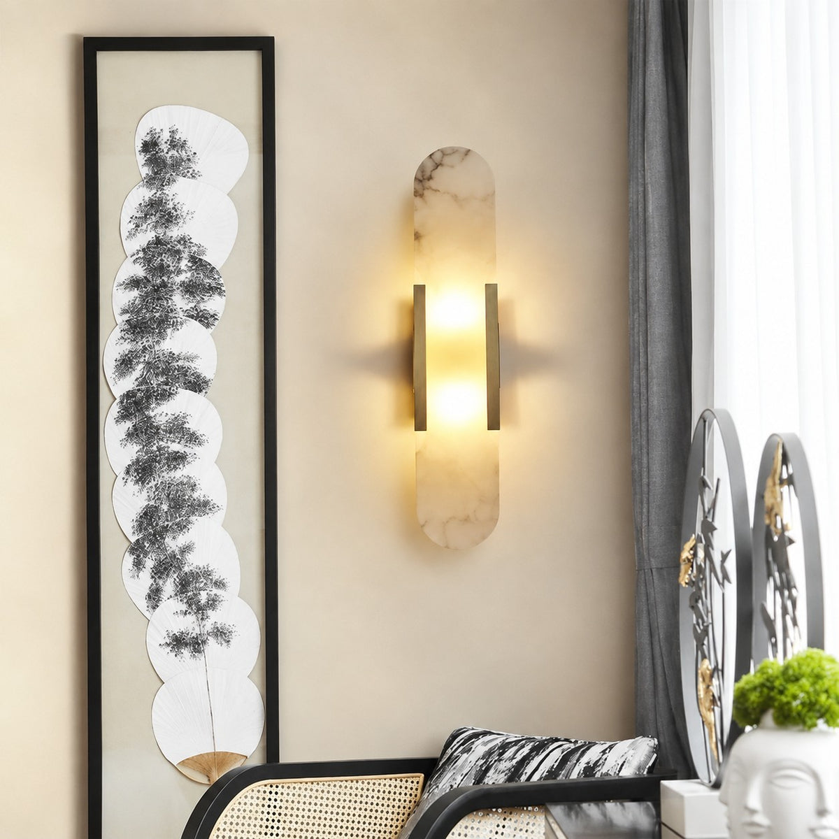 Rowan Modern Alabaster Wall Sconce 20"H, 28"H