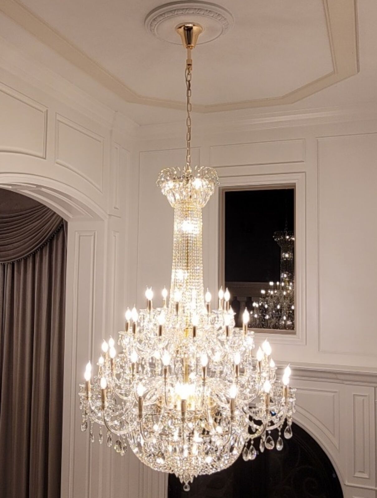 Extra Large European-style Multi-layers Candle Luxury Crystal Chandelier Gold Art Foyer/Staircase Decorative Light Fixture