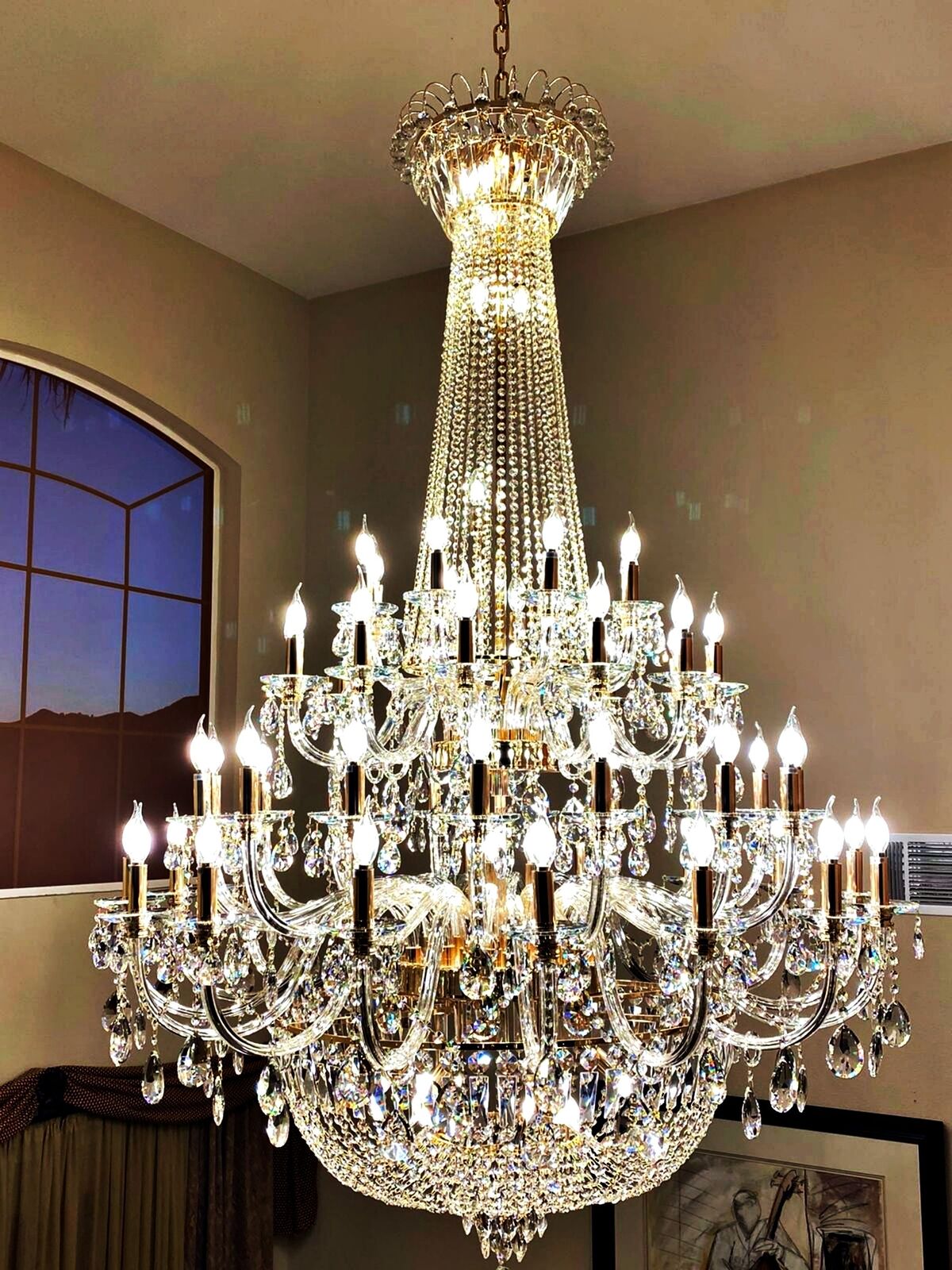 Extra Large European-style Multi-layers Candle Luxury Crystal Chandelier Gold Art Foyer/Staircase Decorative Light Fixture