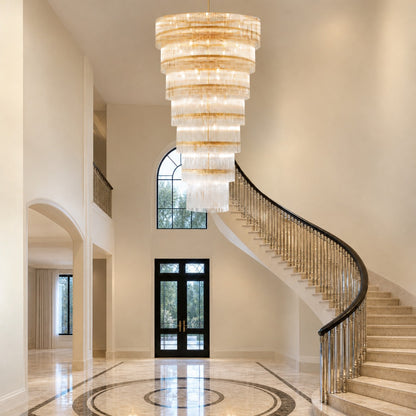Seven-Tier Striped Column Staircase Chandelier 990 - Gold