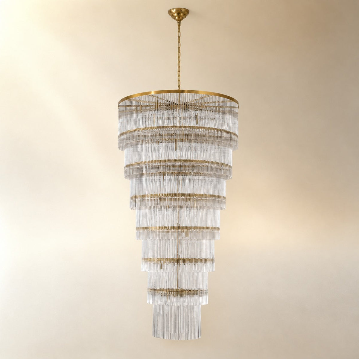 Seven-Tier Striped Column Staircase Chandelier 990 - Gold