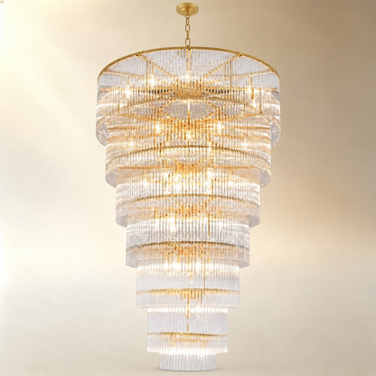 Seven-Tier Striped Column Staircase Chandelier 990 - Gold