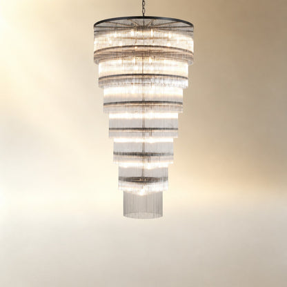 Seven-Tier Striped Column Staircase Chandelier D990 - Black