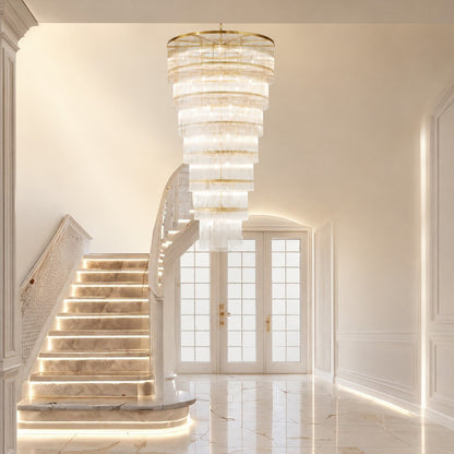 Seven-Tier Striped Column Staircase Chandelier 990 - Gold