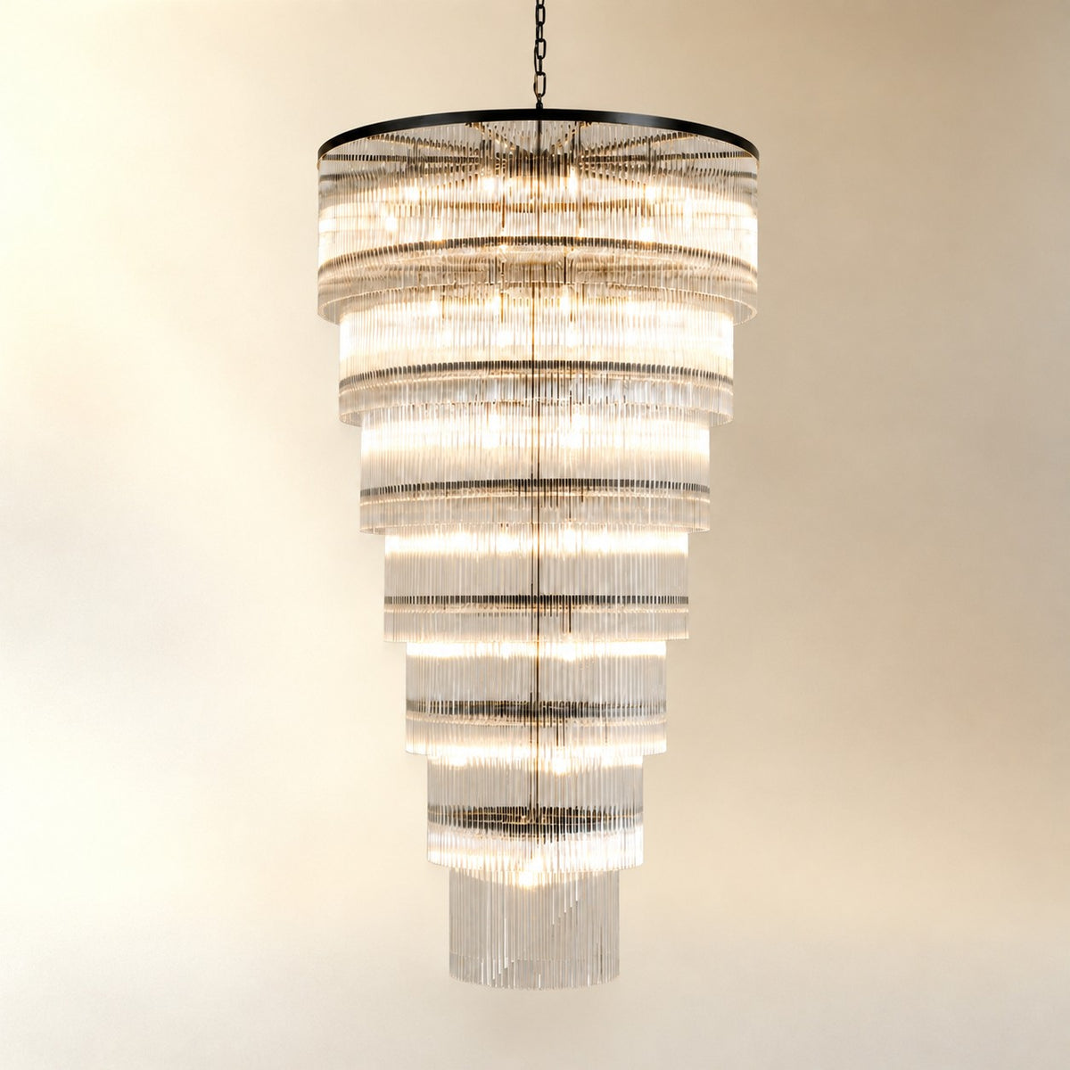 Seven-Tier Striped Column Staircase Chandelier D990 - Black