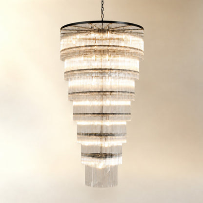 Seven-Tier Striped Column Staircase Chandelier D990 - Black