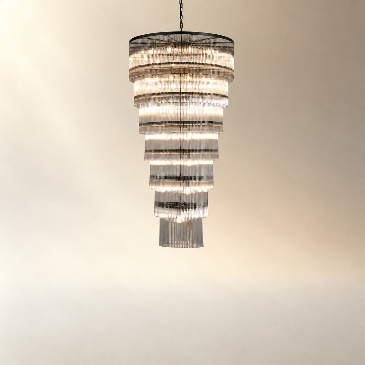 Seven-Tier Striped Column Staircase Chandelier D990 - Black