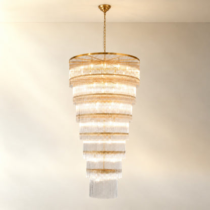 Seven-Tier Striped Column Staircase Chandelier 990 - Gold