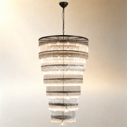 Seven-Tier Striped Column Staircase Chandelier D990 - Black