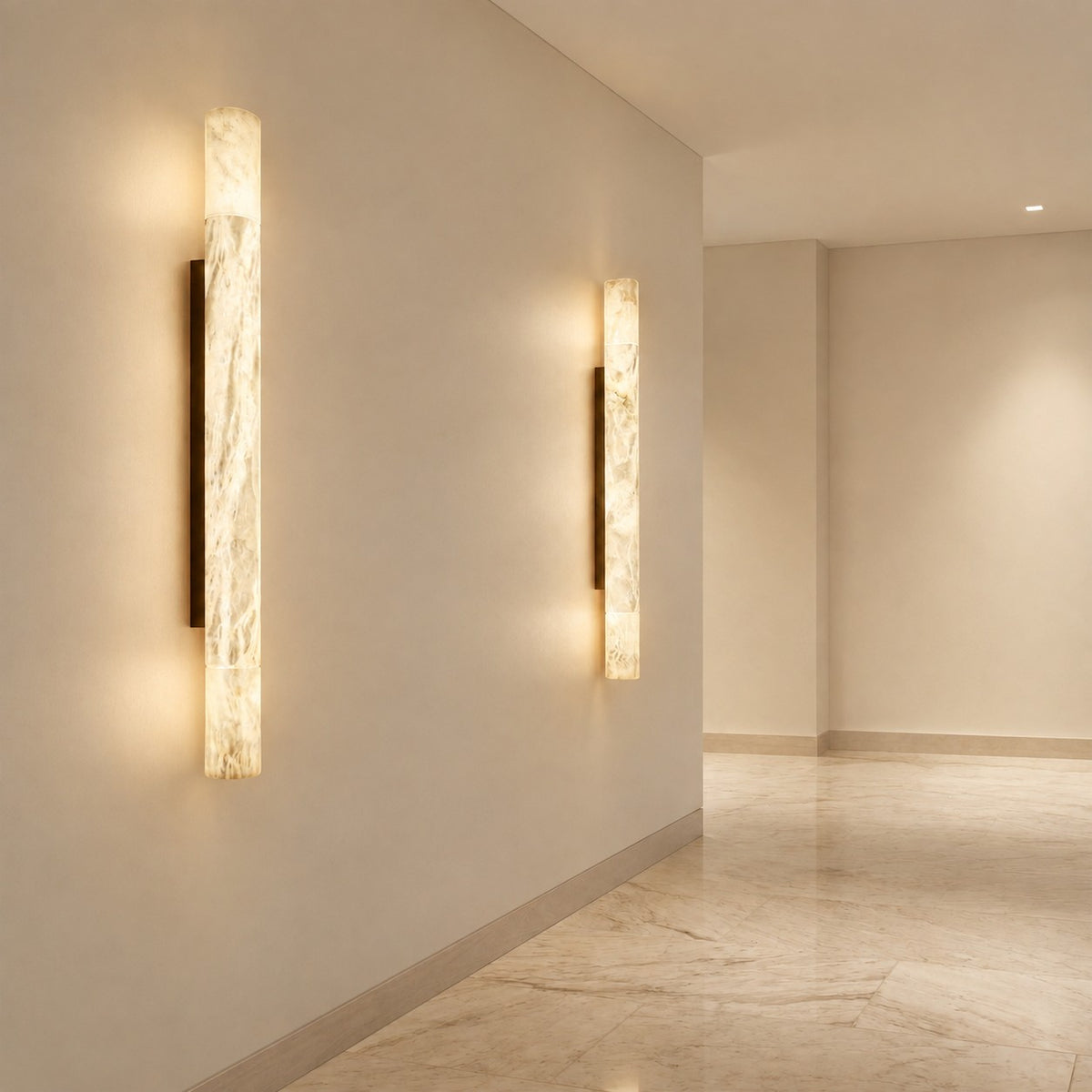 Solid Alabaster Grand Sconce
