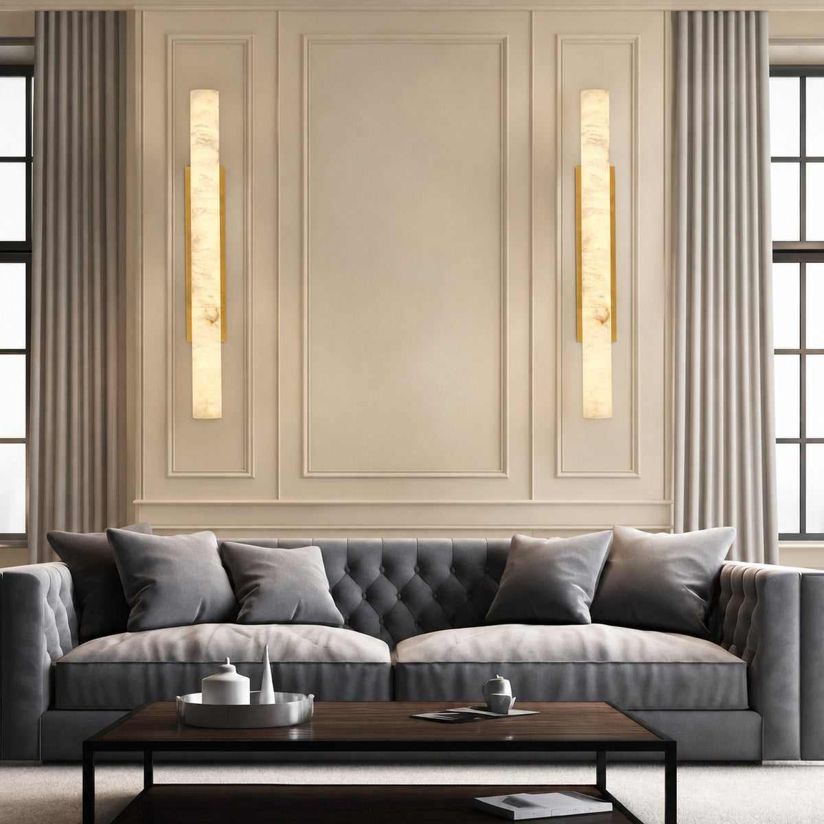 Solid Alabaster Grand Sconce