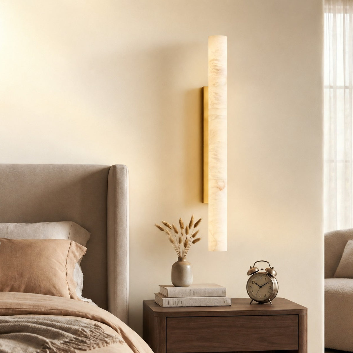 Solid Alabaster Grand Sconce