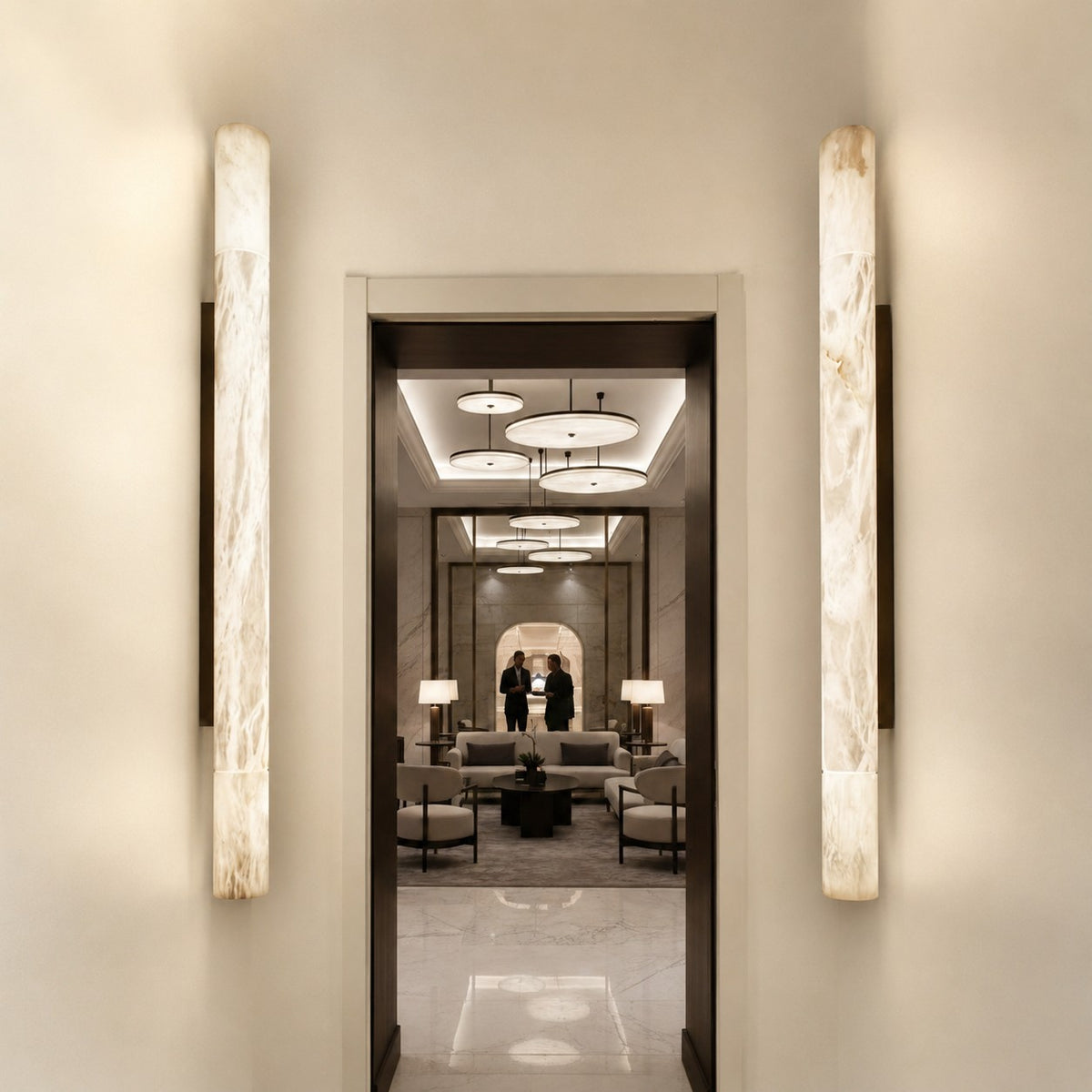 Solid Alabaster Grand Sconce