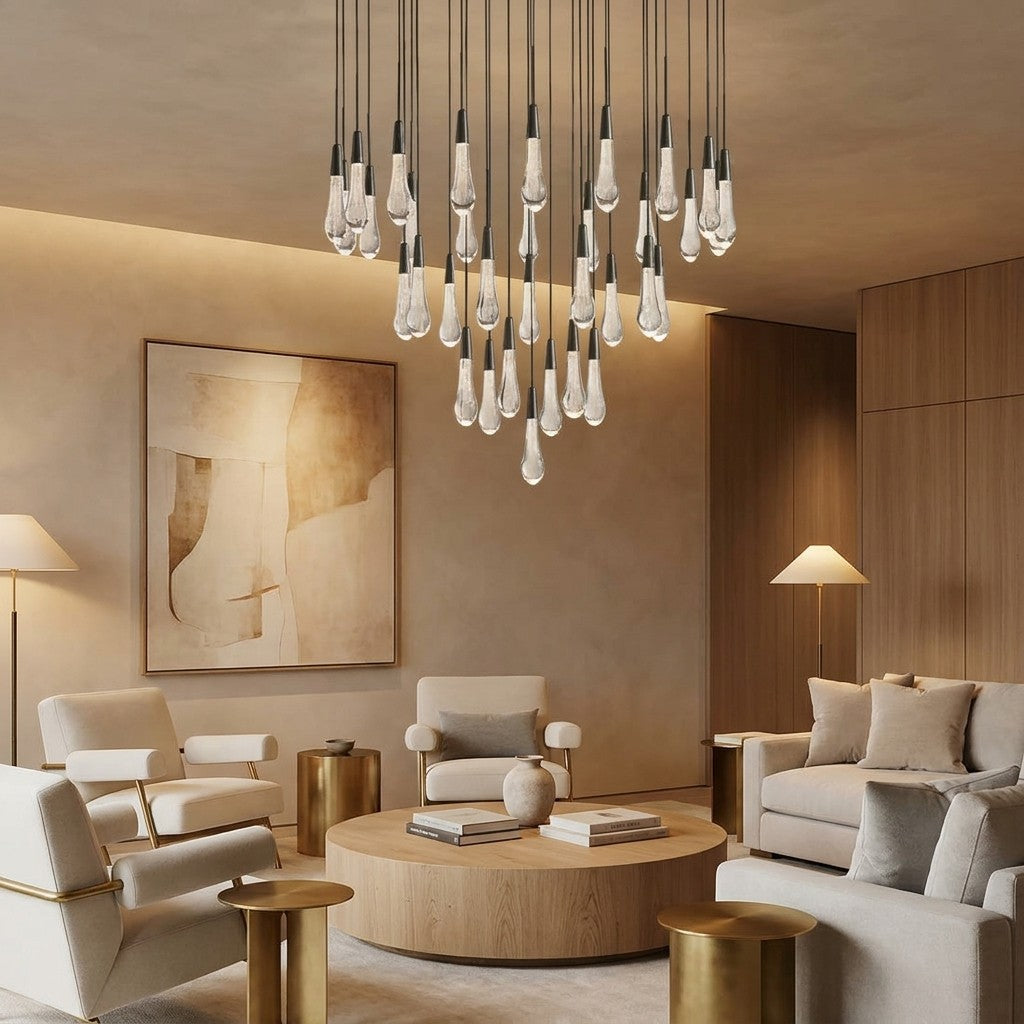 Solitaire Modern 17'' 24'' 36'' 58'' Round Chandelier Lighting