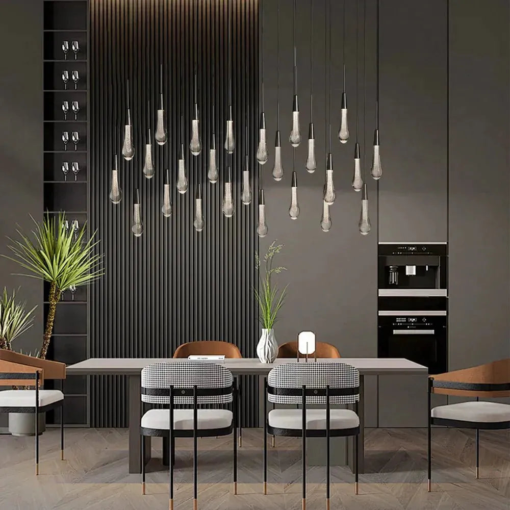 Soltaire Linear Chandelier - Raindrop Pendant Lighting