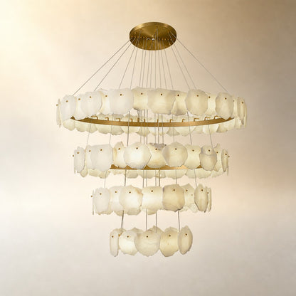 Spiral Alabaster Chandelier – Gold & White 4‑6 Layer Luxury Ceiling Light