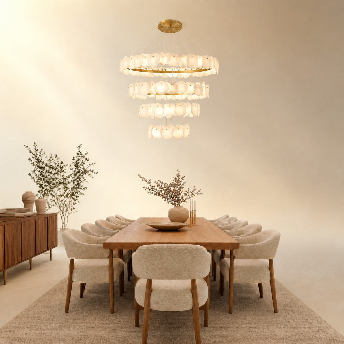 Spiral Alabaster Chandelier – Gold & White 4‑6 Layer Luxury Ceiling Light