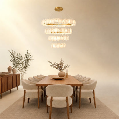 Spiral Alabaster Chandelier – Gold & White 4‑6 Layer Luxury Ceiling Light