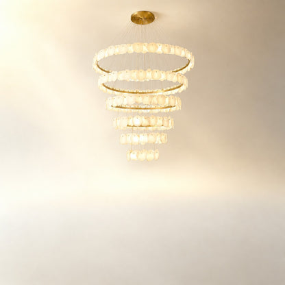 Spiral Alabaster Chandelier – Gold & White 4‑6 Layer Luxury Ceiling Light