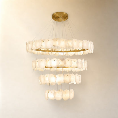 Spiral Alabaster Chandelier – Gold & White 4‑6 Layer Luxury Ceiling Light