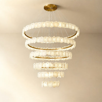 Spiral Alabaster Chandelier – Gold & White 4‑6 Layer Luxury Ceiling Light