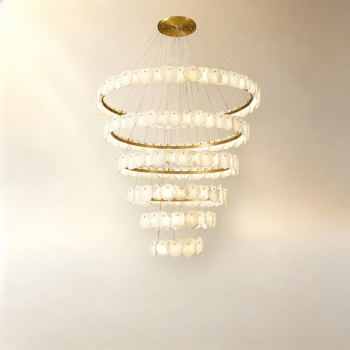Spiral Alabaster Chandelier – Gold & White 4‑6 Layer Luxury Ceiling Light