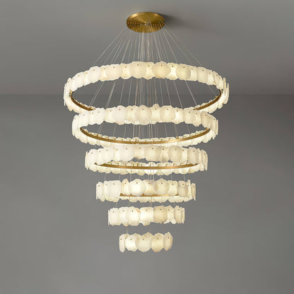 Spiral Alabaster Chandelier – Gold & White 4‑6 Layer Luxury Ceiling Light