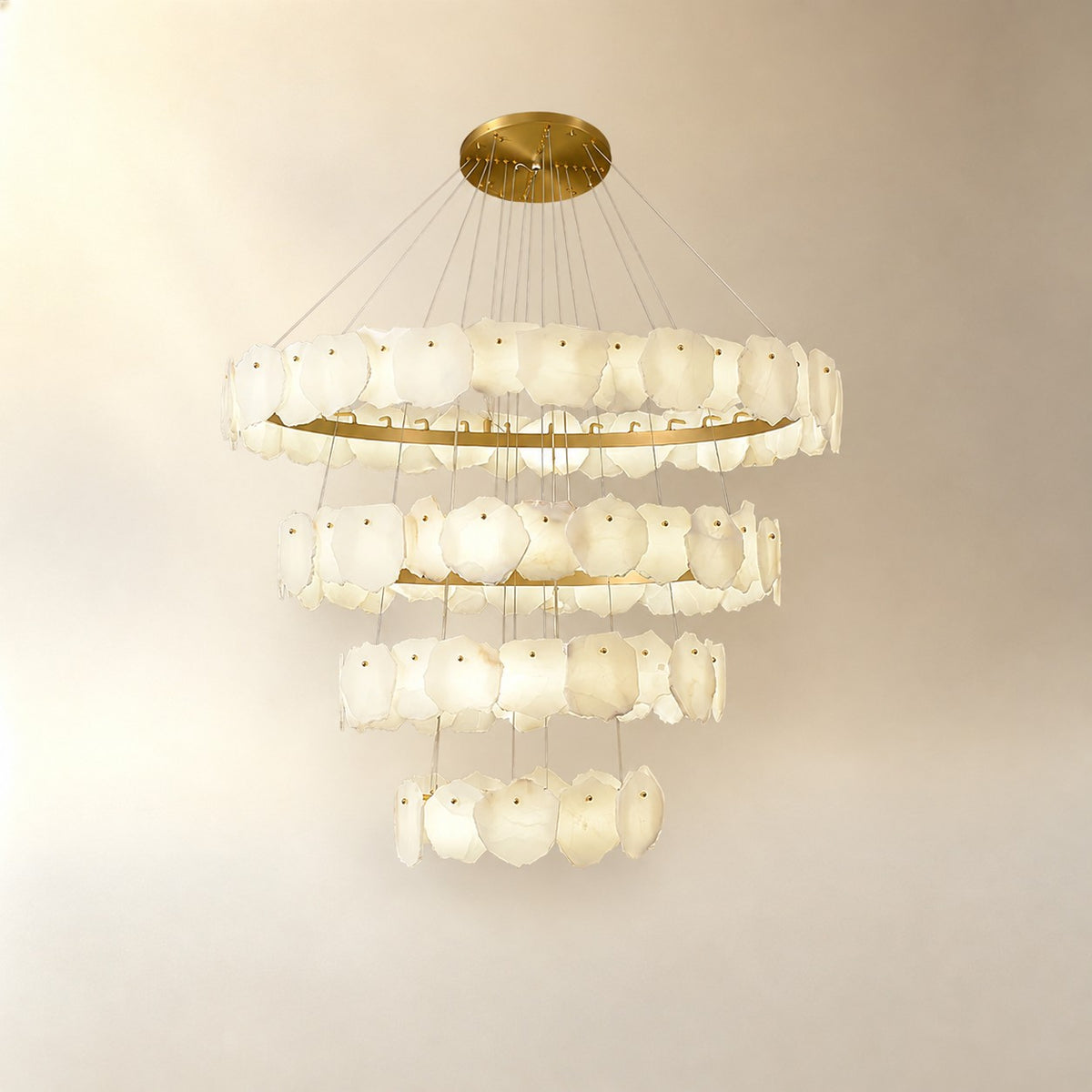 Spiral Alabaster Chandelier – Gold & White 4‑6 Layer Luxury Ceiling Light
