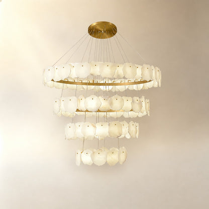 Spiral Alabaster Chandelier – Gold & White 4‑6 Layer Luxury Ceiling Light