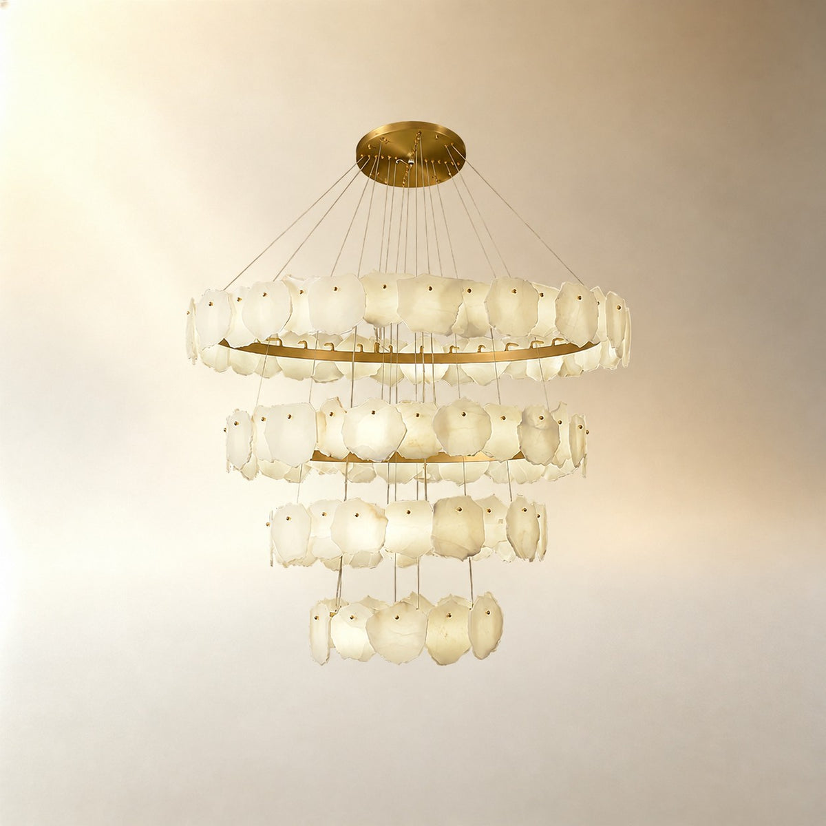 Spiral Alabaster Chandelier – Gold & White 4‑6 Layer Luxury Ceiling Light