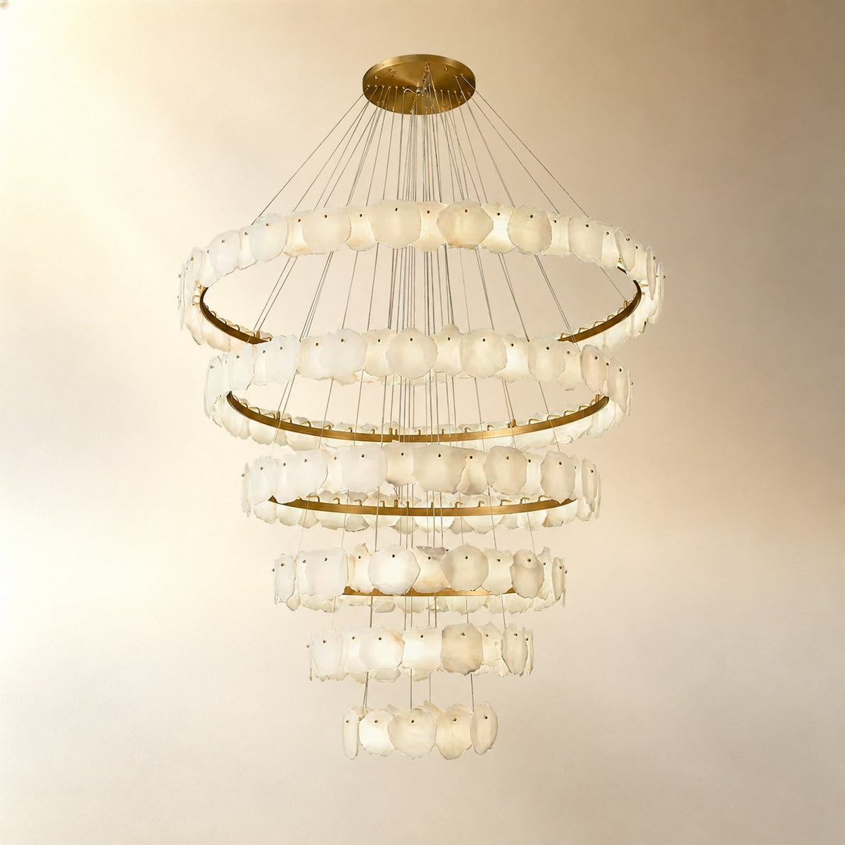 Spiral Alabaster Chandelier – Gold & White 4‑6 Layer Luxury Ceiling Light