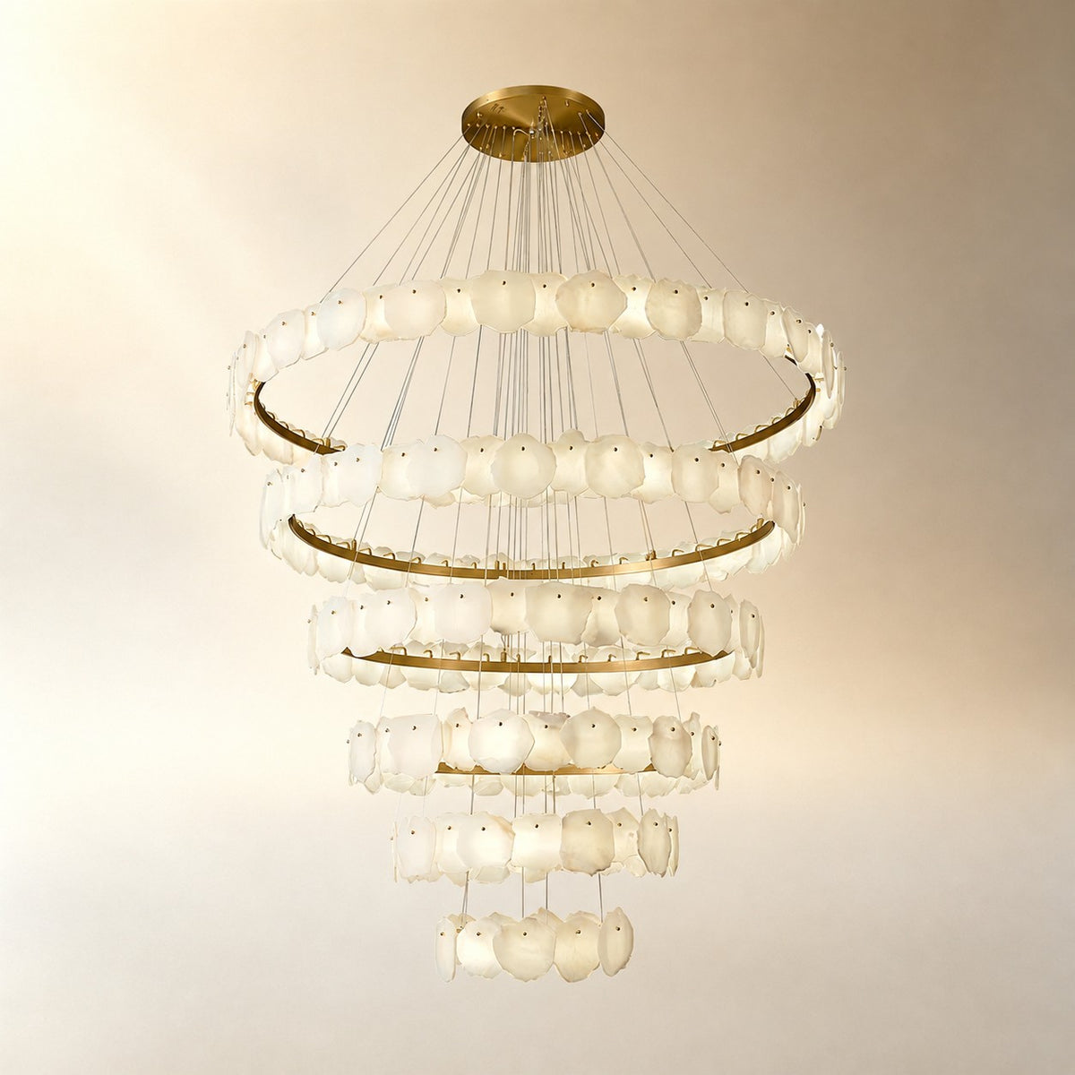 Spiral Alabaster Chandelier – Gold & White 4‑6 Layer Luxury Ceiling Light