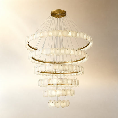 Spiral Alabaster Chandelier – Gold & White 4‑6 Layer Luxury Ceiling Light