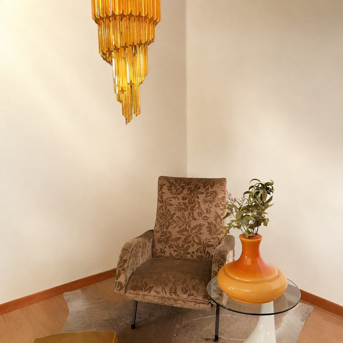 Spiral Prism Glass Chandelier