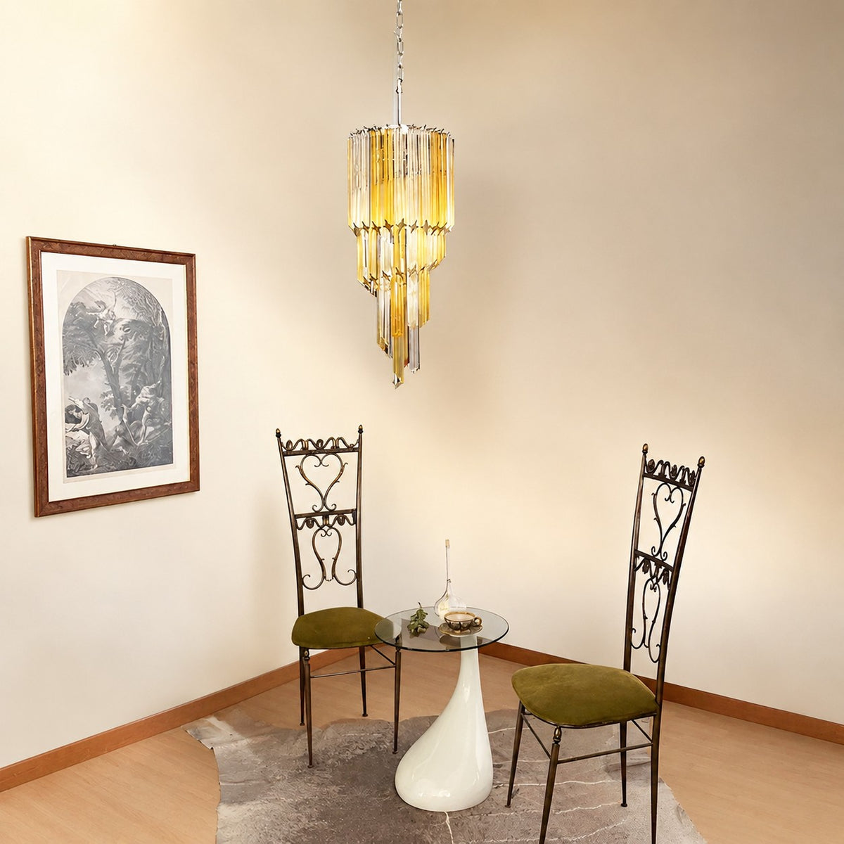 Spiral Prism Glass Chandelier