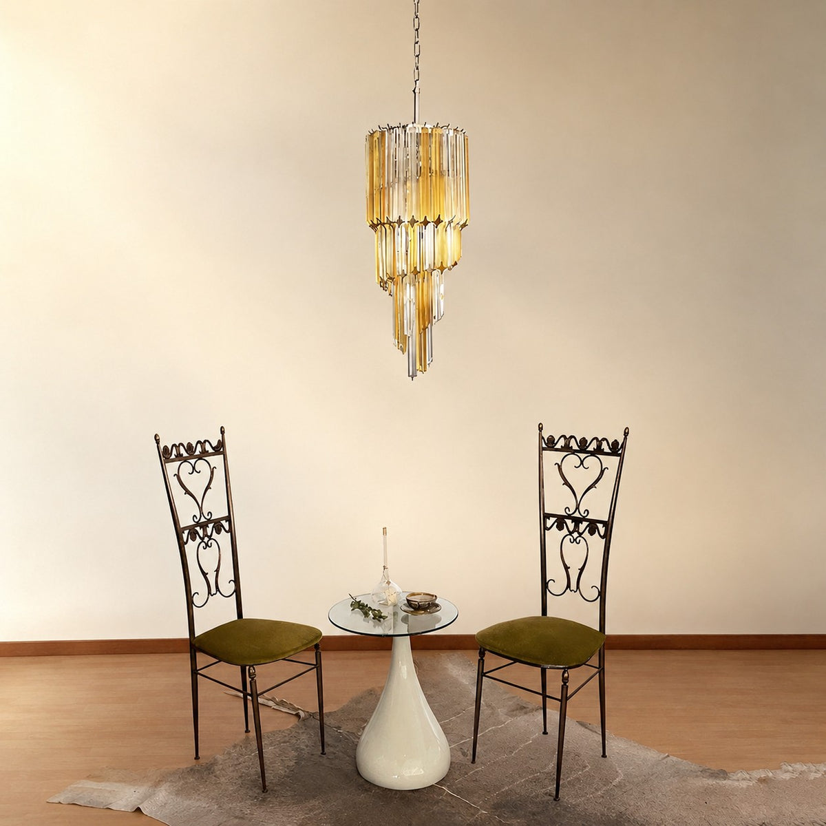 Spiral Prism Glass Chandelier