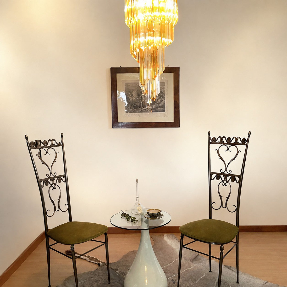 Spiral Prism Glass Chandelier