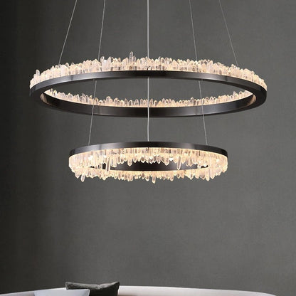 Minimalistic Crystal Quartz LED Chandelier