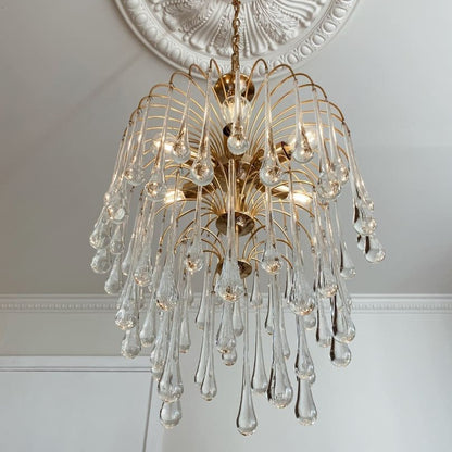 Vintage – Murano chandelier – Teardrop – 68 drops – Clear