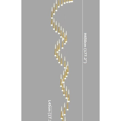 Denise Golden/Black LED Hanging Meteor Rain Staircase Chandelier