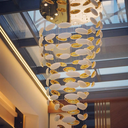 Modern Artistic Unique Golden Dragon Egg Pendant Ceiling Light Fixture for Staircase/ Sales Center/ Hotel