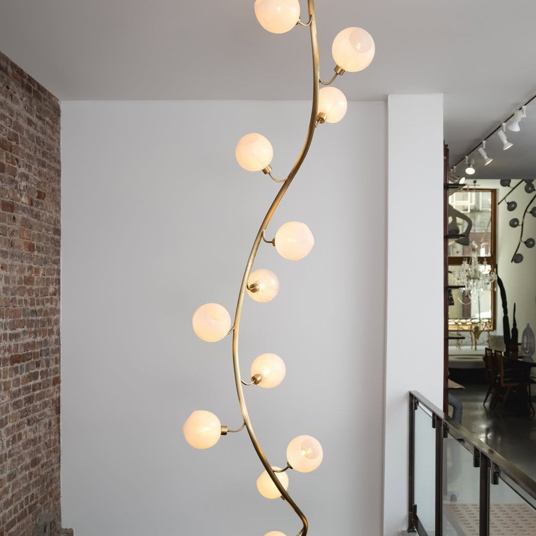 Modern Vertical Handcrafted Glass Globe Chandelier for High Ceilings