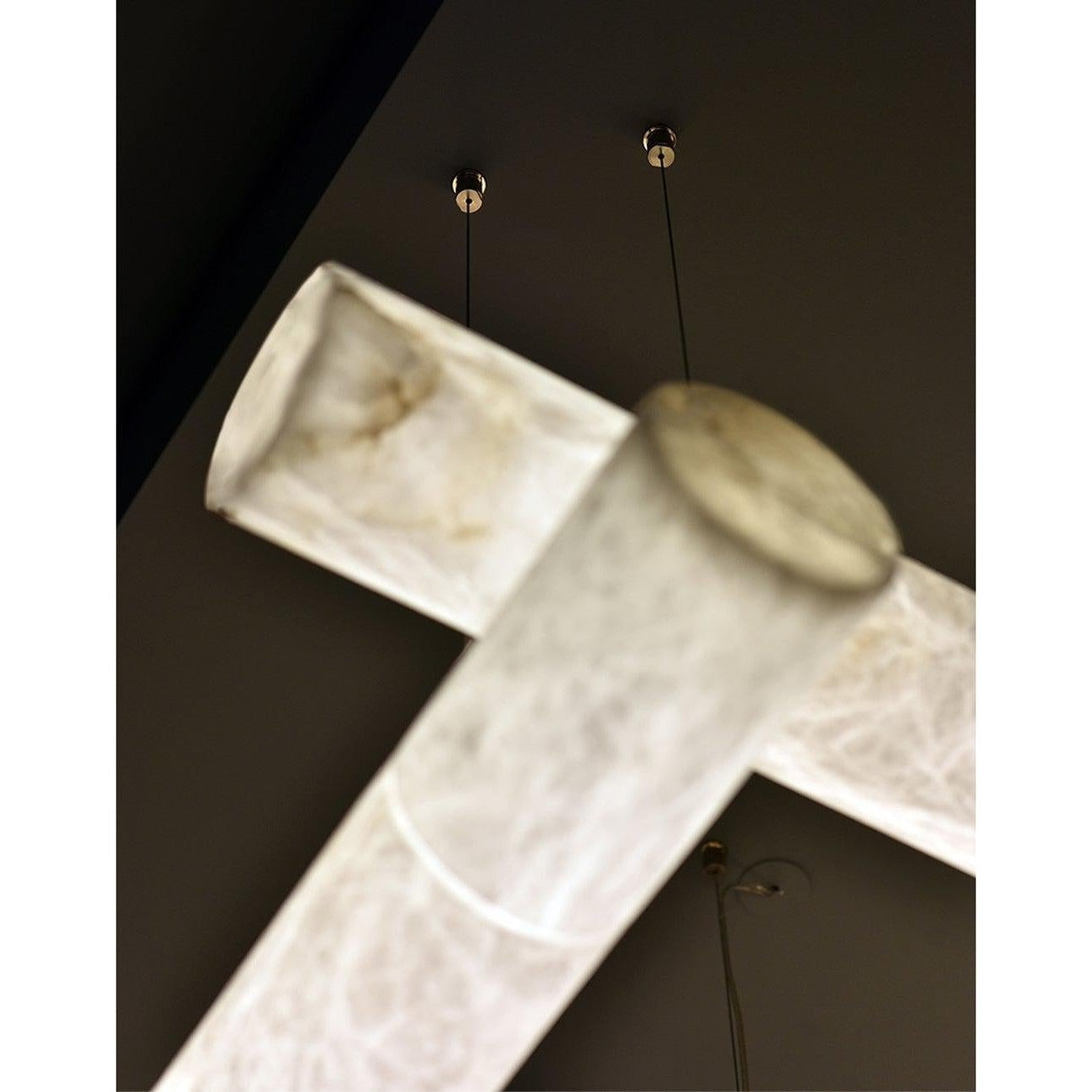 Cylindrical Alabaster Linear Chandelier