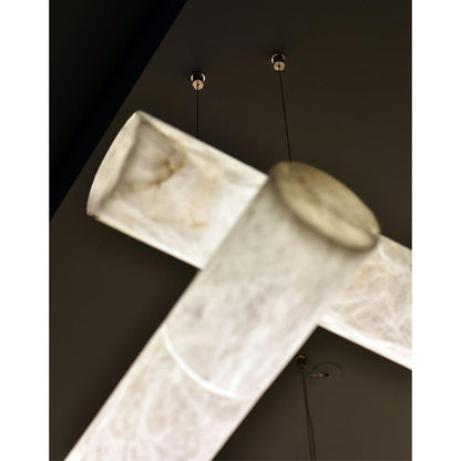 Cylindrical Alabaster Linear Chandelier