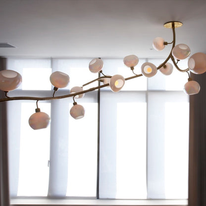 Modern Linear Brass Branches Chandelier for Dining Room