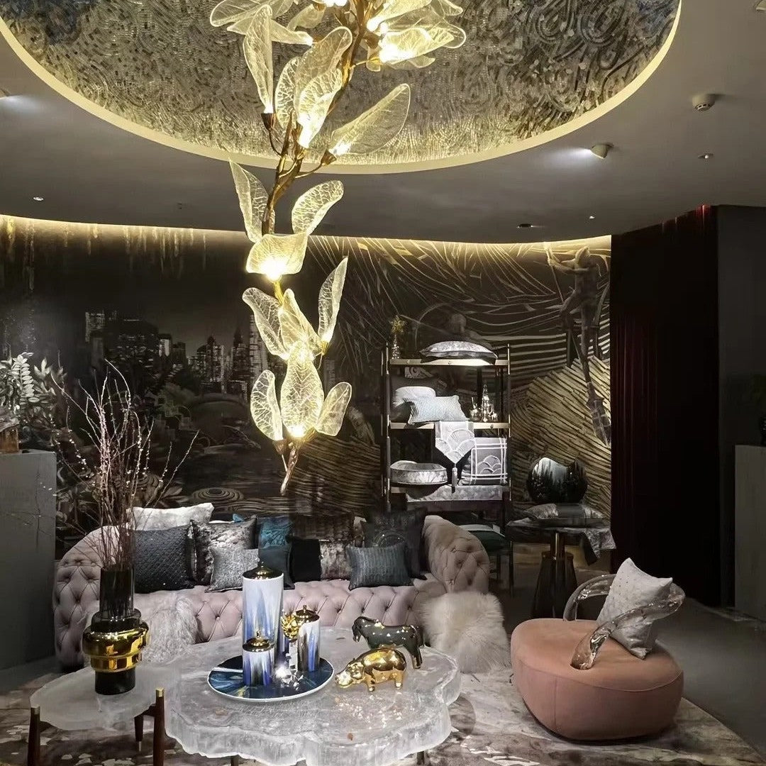 Creative Bionic Resin Leaves Chandelier for Living Room/Dining Room/Staircase