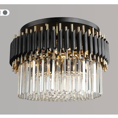 Deniselamp® Glacia Grand Black Modern Crystal Flush Mount Chandelier