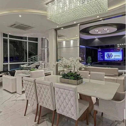 Luxury Rectangular Flush Mount Crystal Chandelier for Dining Room